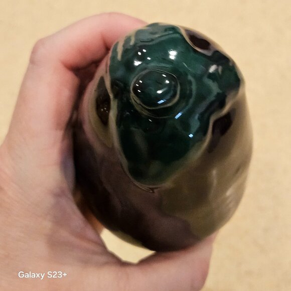 VINTAGE HANDPAINTED CERAMIC EGGPLANT MAJOLICA DECOR DISPLAY ART VIETRI ITALY - Picture 5 of 7